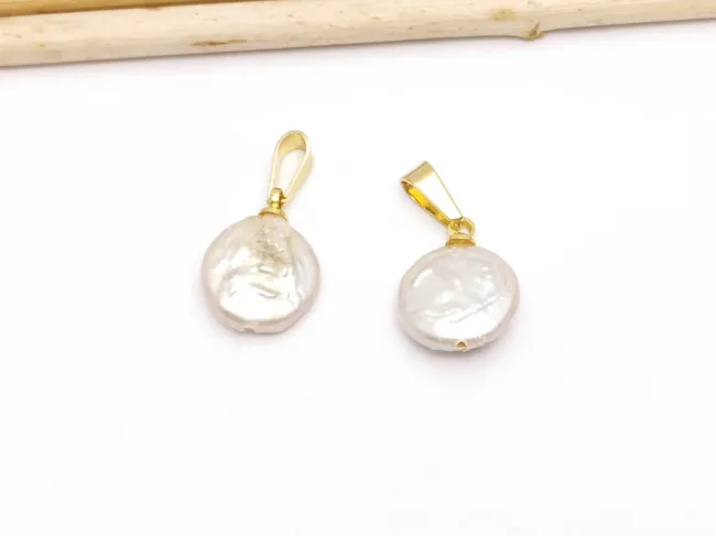 Pandantiv perle de cultura 16~14x11~10mm auriu