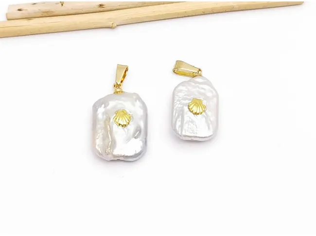 Pandantiv perle de cultura 21.5x12.5x5.5mm auriu