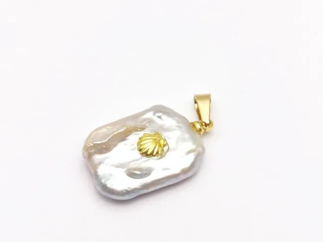 Pandantiv perle de cultura 21.5x12.5x5.5mm auriu