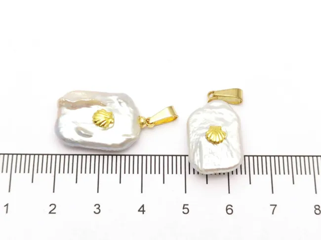 Pandantiv perle de cultura 21.5x12.5x5.5mm auriu