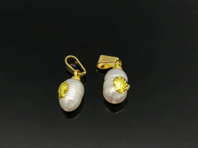 Pandantiv perle de cultura 14~11x9~6mm auriu