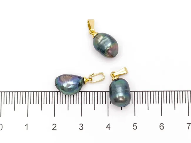 Pandantiv perle de cultura 14~11x9~7mm auriu