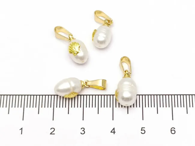 Pandantiv perle de cultura 14~11x9~7mm auriu