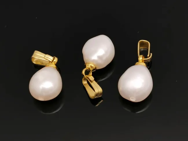 Pandantiv perle de cultura 14~11x9~7mm auriu