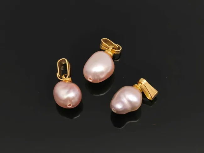 Pandantiv perle de cultura 14~11x9~7mm auriu