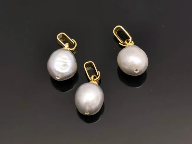 Pandantiv perle de cultura 14~11x9~7mm auriu