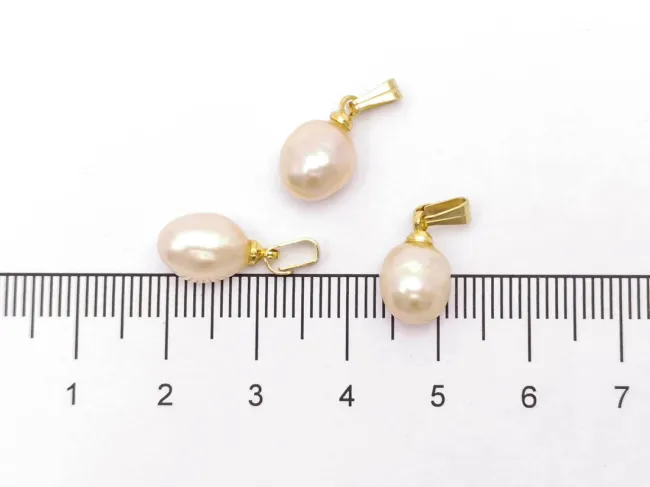 Pandantiv perle de cultura 14~11x9~7mm auriu