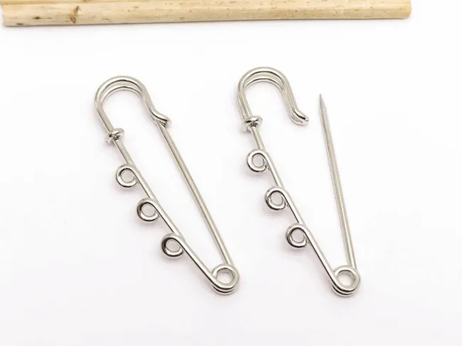 Ac de brosa cu trei bucle 50x14x7mm argintiu inchis