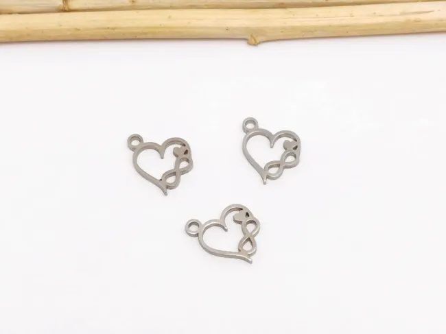 Charm otel inoxidabil 304 inima cu infinit 10x8x1mm