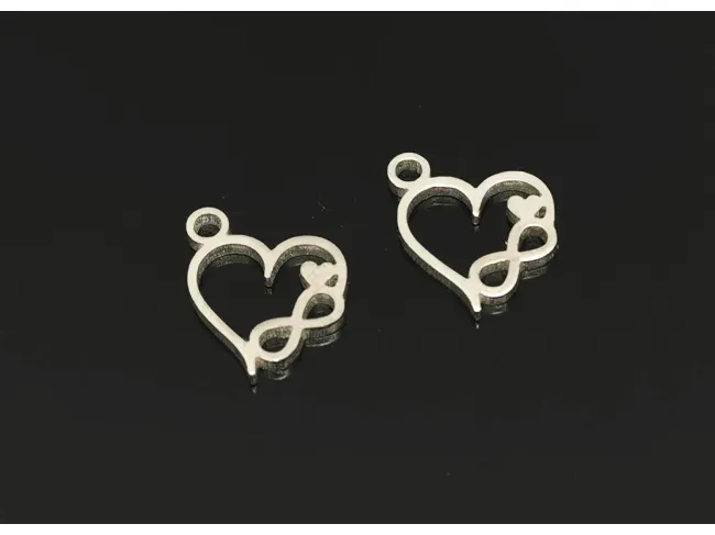 Charm otel inoxidabil 304 inima cu infinit 10x8x1mm