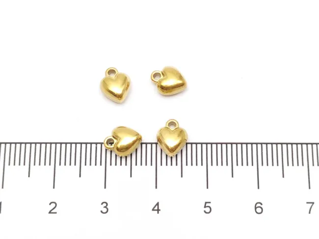 Charm otel inoxidabil 304 auriu placat IP inima 8x6x4mm