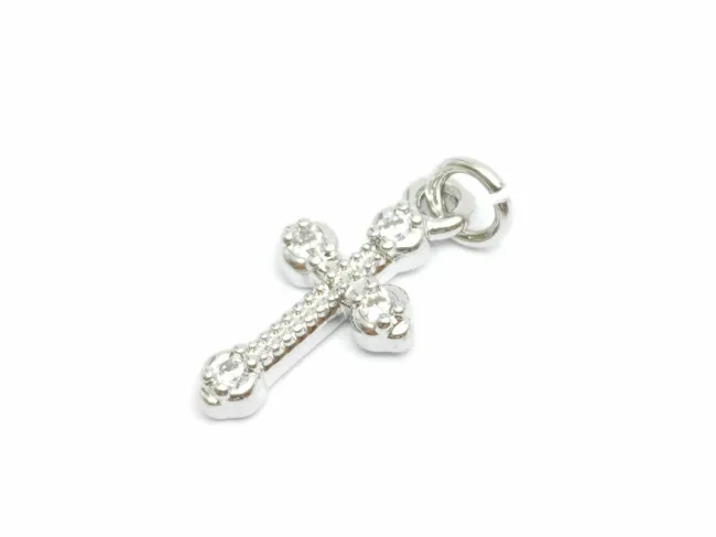 Charm cruce din cubic zirconia argintiu 15x8mm