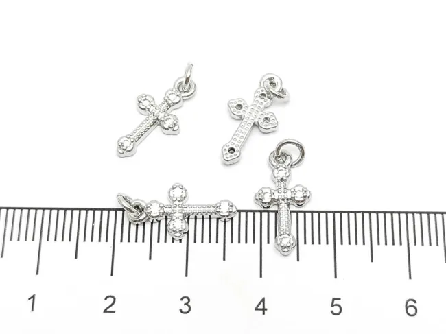 Charm cruce din cubic zirconia argintiu 15x8mm