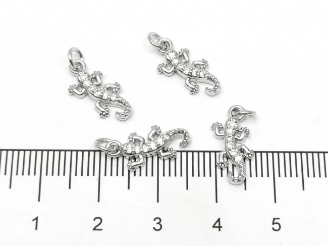 Charm soparla din cubic zirconia argintiu 14x6mm