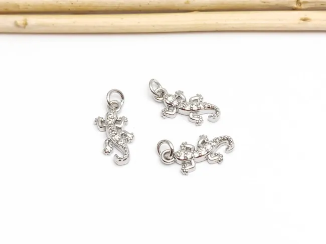 Charm soparla din cubic zirconia argintiu 14x6mm