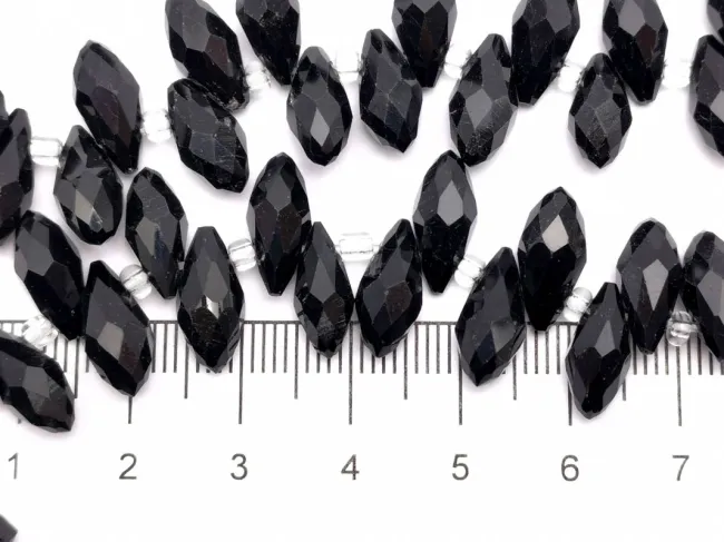 Cristal briolete 12x6mm negru (sirag)