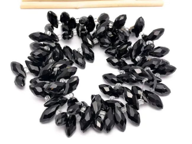 Cristal briolete 12x6mm negru (sirag)