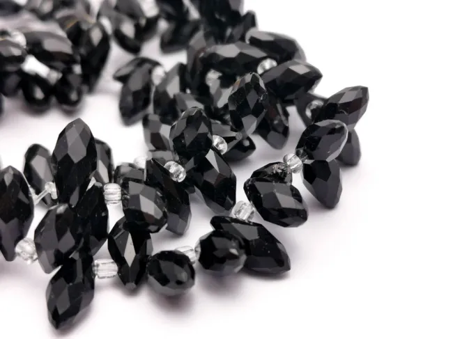 Cristal briolete 12x6mm negru (sirag)