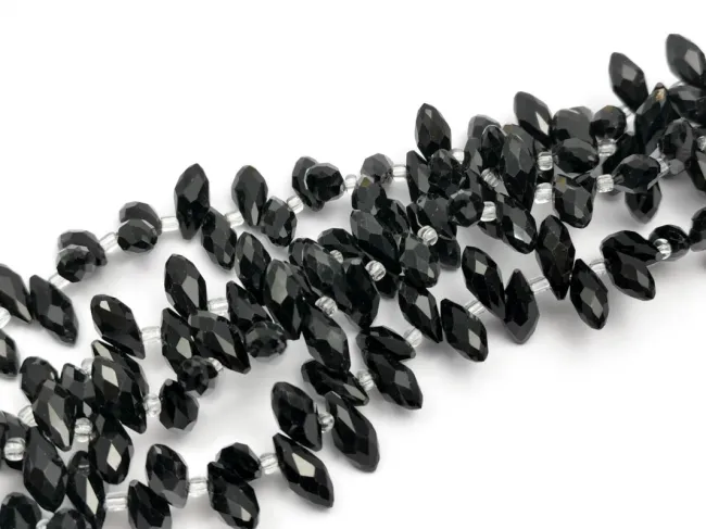 Cristal briolete 12x6mm negru (sirag)