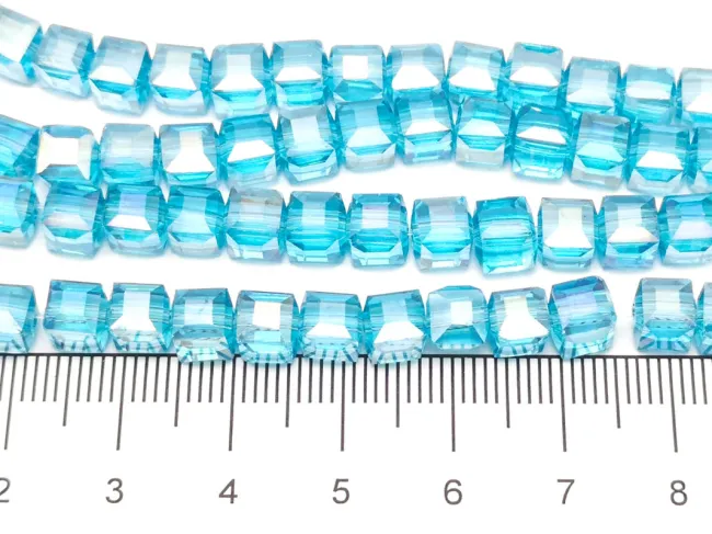 Margele cristal cub fatetat 6mm turcoaz AB (sirag)