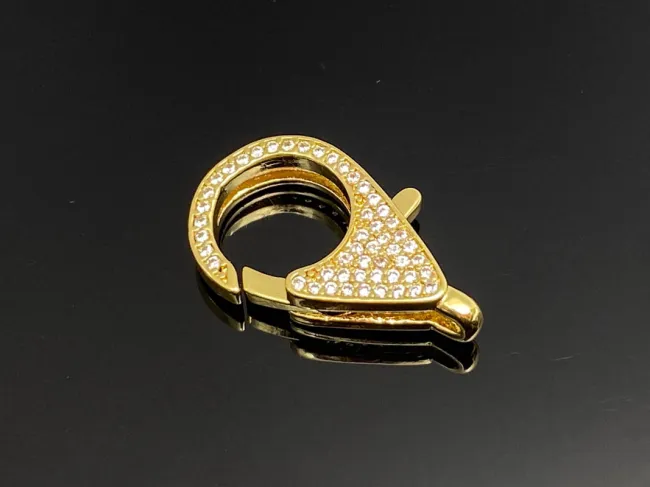 Inchizatoare cubic zirconia 25x15x5.5mm placata cu aur 18K (1buc)