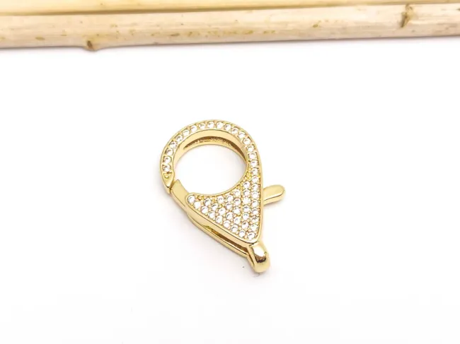 Inchizatoare cubic zirconia 25x15x5.5mm placata cu aur 18K (1buc)
