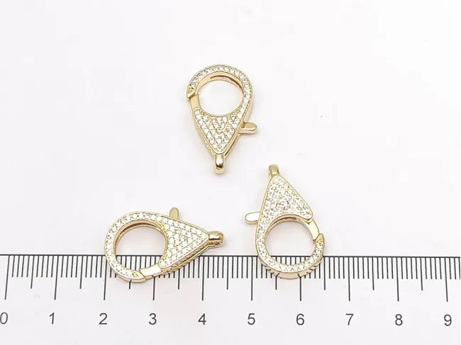 Inchizatoare cubic zirconia 25x15x5.5mm placata cu aur 18K (1buc)