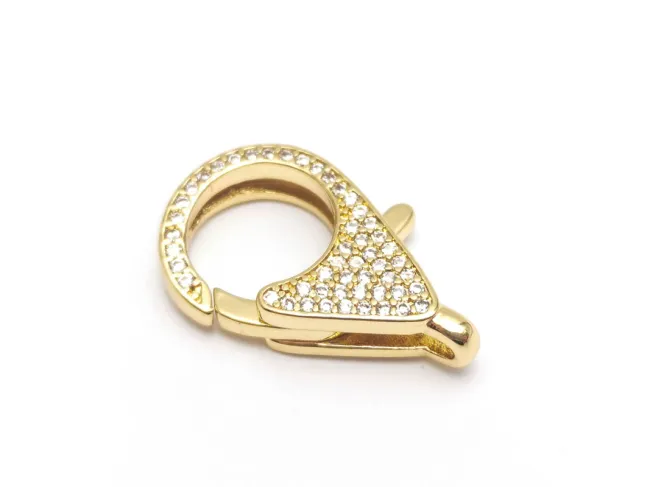 Inchizatoare cubic zirconia 25x15x5.5mm placata cu aur 18K (1buc)