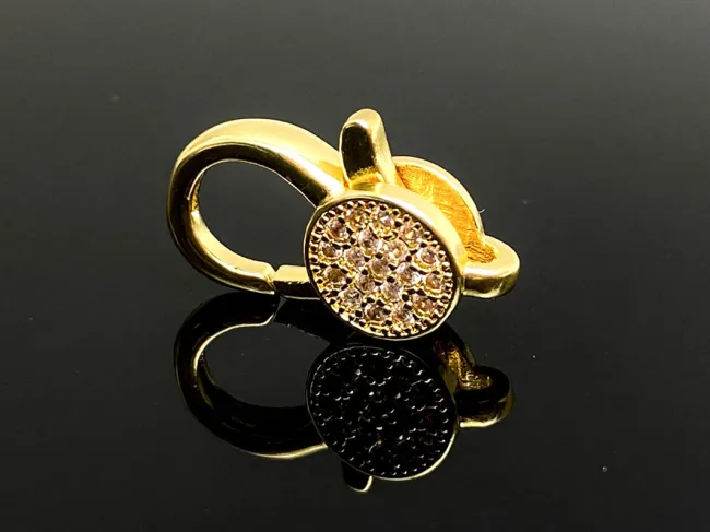 Inchizatoare cubic zirconia 19x12.5x4.5mm placata cu aur 18K (1buc)