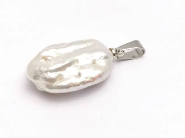 Pandantiv perle de cultura 28~24x15~14x5~4mm argintiu