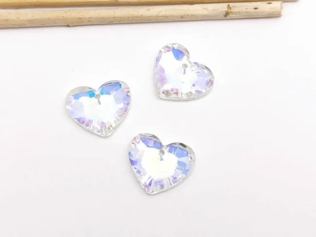 Pandantiv sticla inima 18x15x5mm transparent AB