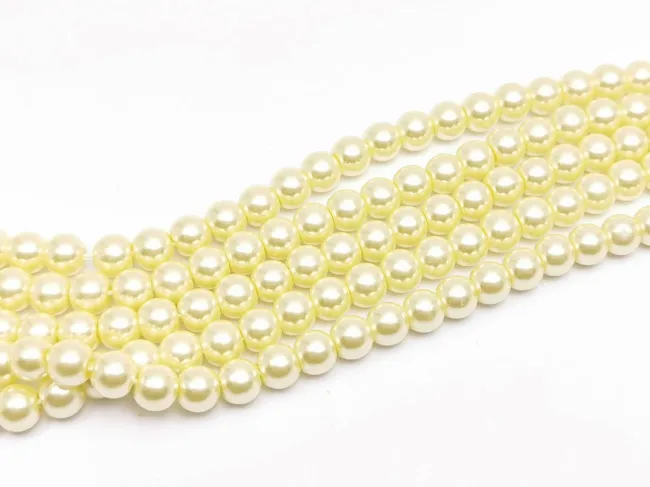 Perle de sticla calitate a 6mm galben pal (sirag)