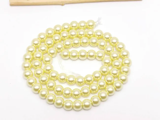 Perle de sticla calitate a 6mm galben pal (sirag)