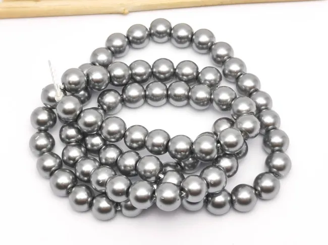 Perle de sticla calitate a 6mm gri (sirag)
