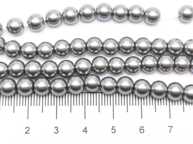 Perle de sticla calitate a 6mm gri (sirag)