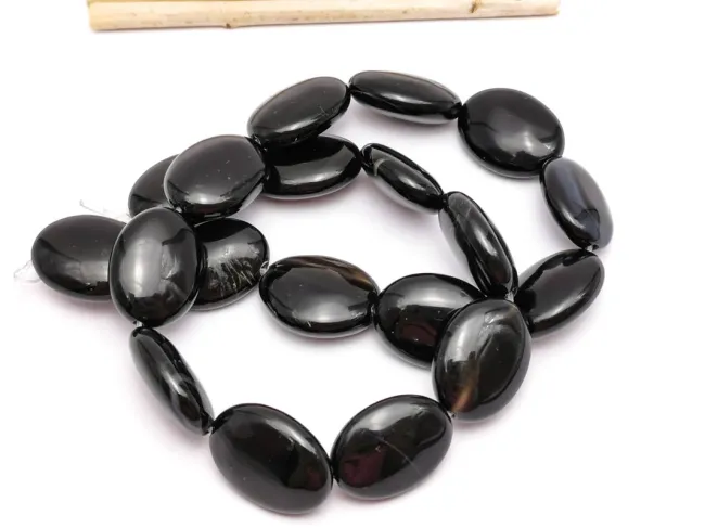 Agate negru oval plat 20x15mm (sirag)