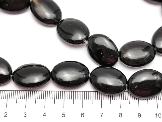 Agate negru oval plat 20x15mm (sirag)