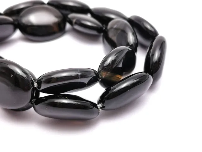 Agate negru oval plat 20x15mm (sirag)