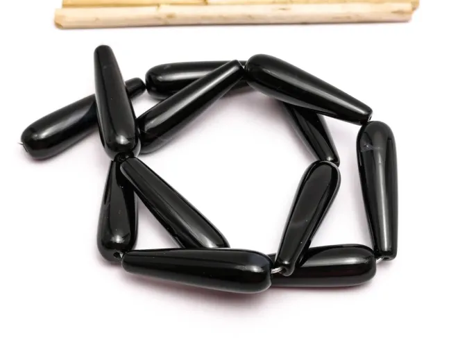 Agate negru lacrima 30x8mm (sirag)