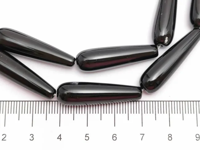 Agate negru lacrima 30x8mm (sirag)