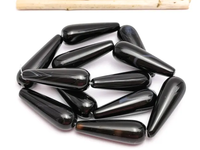 Agate negru picatura 30x10mm (sirag)