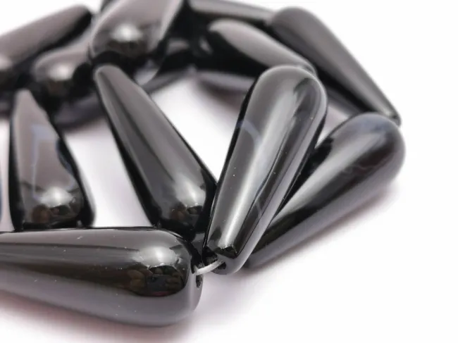 Agate negru picatura 30x10mm (sirag)