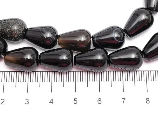 Agate negru picatura 13x10mm (sirag)