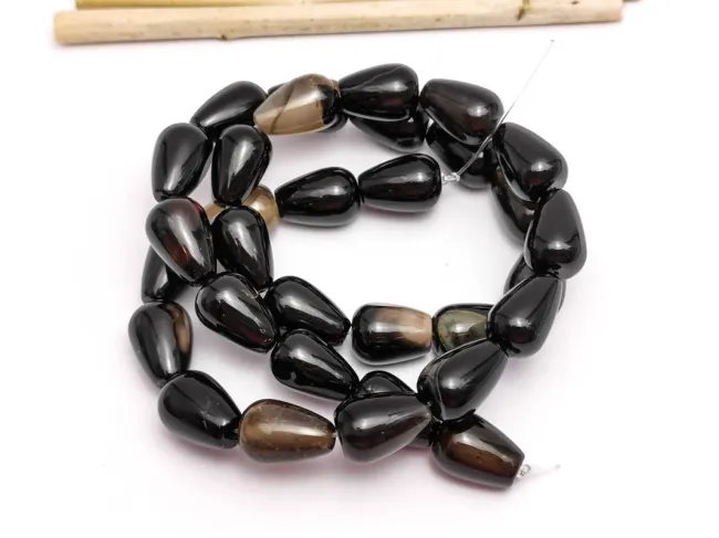 Agate negru picatura 11x8mm (sirag)