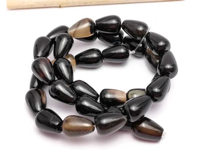 Agate negru picatura 11x8mm (sirag)