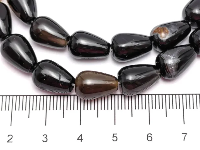 Agate negru picatura 11x8mm (sirag)