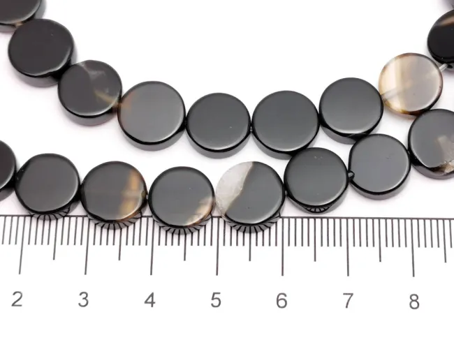Agate negru rotund plat 10mm (sirag)