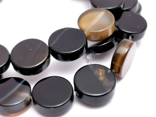 Agate negru rotund plat 10mm (sirag)