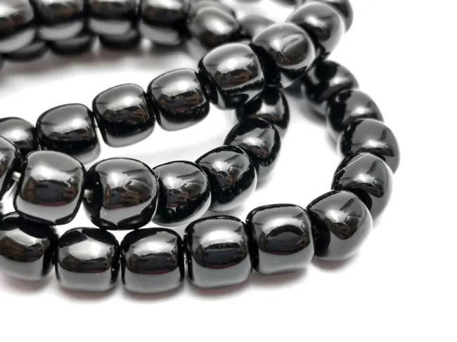 Agate negru tub 6x5mm (sirag)