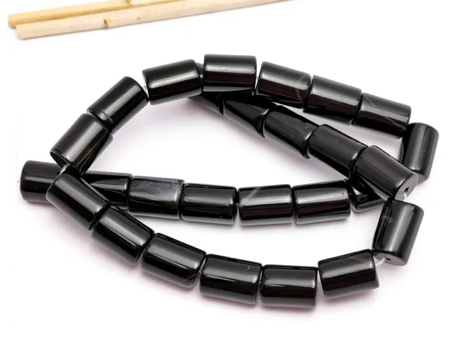 Agate negru tub 14x9mm (sirag)